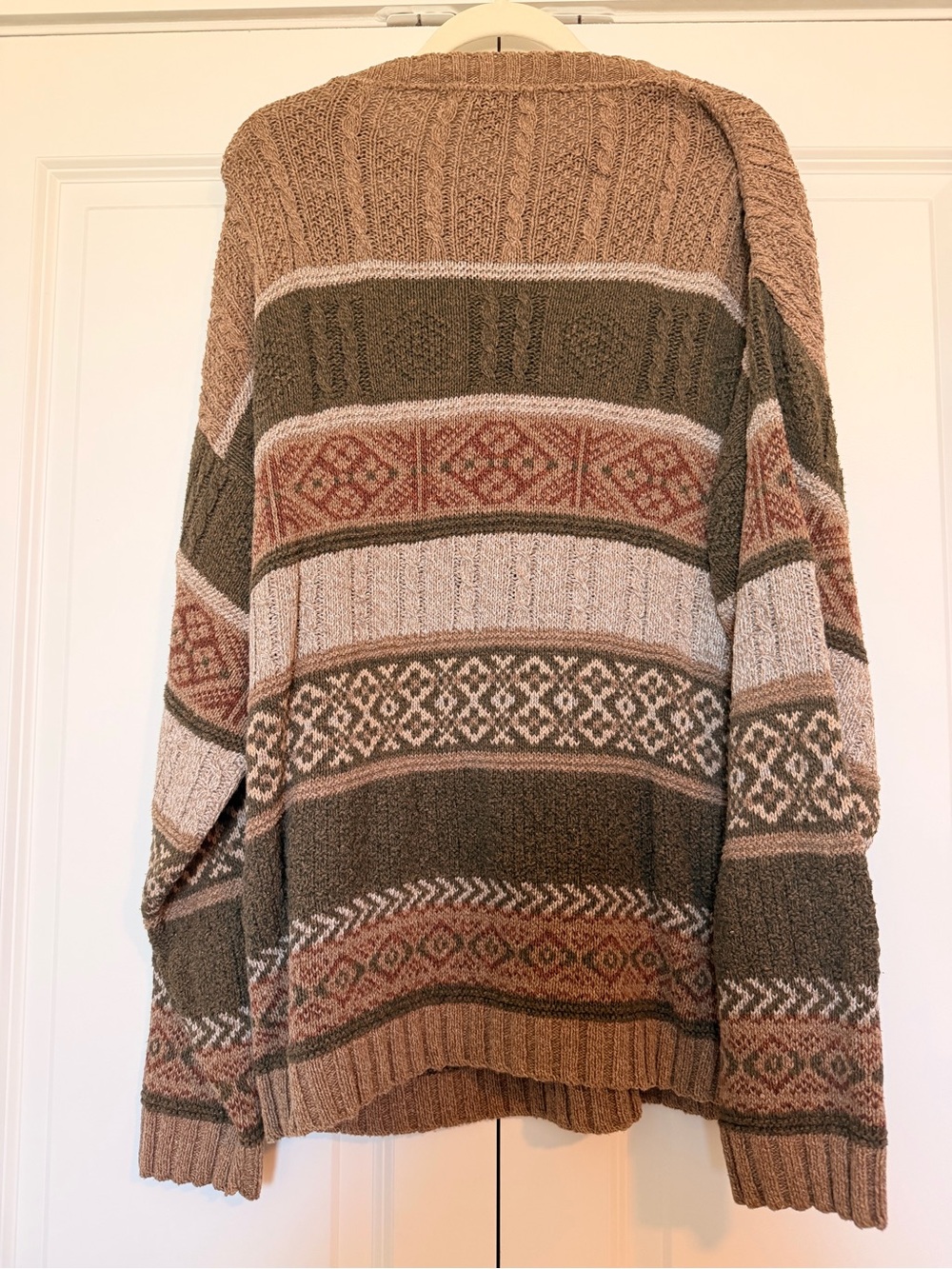 Liberty Sweaters Oversized Patterned Knit Sweater - Taupe, Olive, Rust - Picture 2 of 2